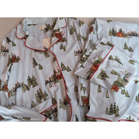 beauty sleep social Other - Beauty Queen Social NWT S Christmas Pajama Set Cabin Trees Holiday PJs Winter